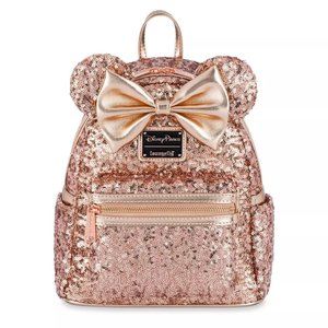 Minnie Mouse Sequin Loungefly Mini Backpack – Rose Gold
